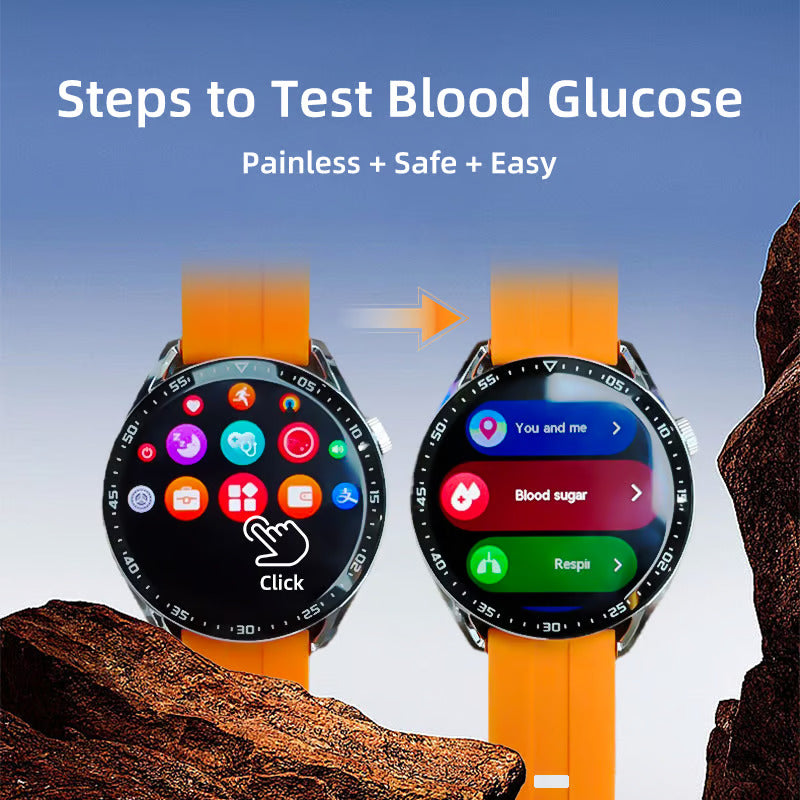 🔥🔥HW GT5 Pro Painless Blood Glucose ALL DAY Real-Time Monitoring Smart Bluetooth Watch