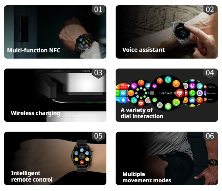 🔥🔥HW GT5 Pro Painless Blood Glucose ALL DAY Real-Time Monitoring Smart Bluetooth Watch