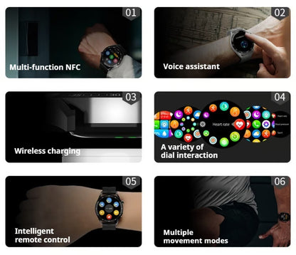 🔥🔥HW GT5 Pro Painless Blood Glucose ALL DAY Real-Time Monitoring Smart Bluetooth Watch